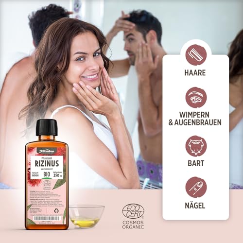Rizinusöl Bio 900 ml - 100% Rein, Natürlich und Kaltgepresst - Wimpern, Augenbrauen, Haare, Bart, Nägel