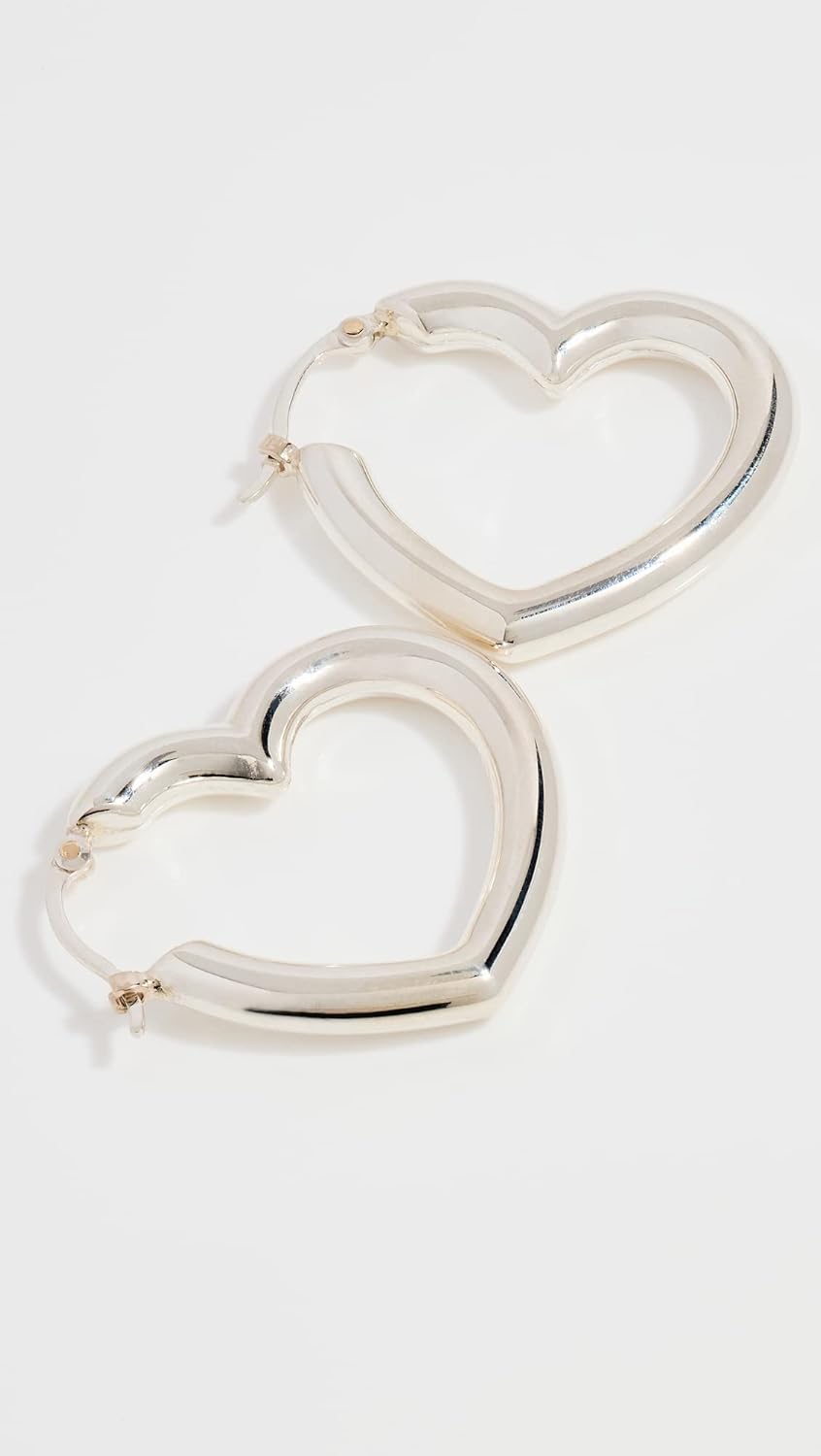 Women's Heart Helium Hoops, Sterling Silver, One Size - Image 4