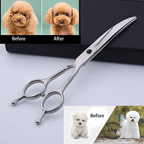 Pokids Curved Dog Scissors 7" For Pet Grooming Scissors Professional And Stainless Steel Sharp Blade Cutting #TOP3