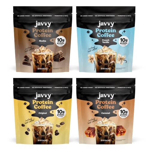 Javvy Protein Coffee for Cold Brew &amp; Iced Coffee, Variety 20-Serve, 4 Pack