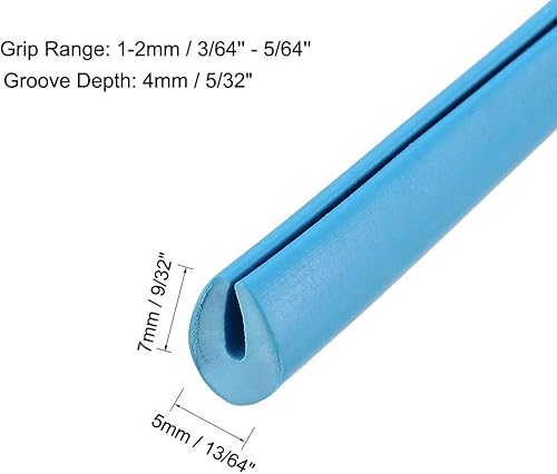 Miniatura 2 de uxcell Edge Trim U Seal Protector de borde de canal en U de plástico de goma azul se adapta a bordes de 364" - 564" borde 20 pies de longitud