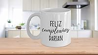 Vista 3 de Feliz Cumpleanos Darian Mug Spanish Happy Birthday Personalized Name Gift Coffee Tea Cup 11 oz