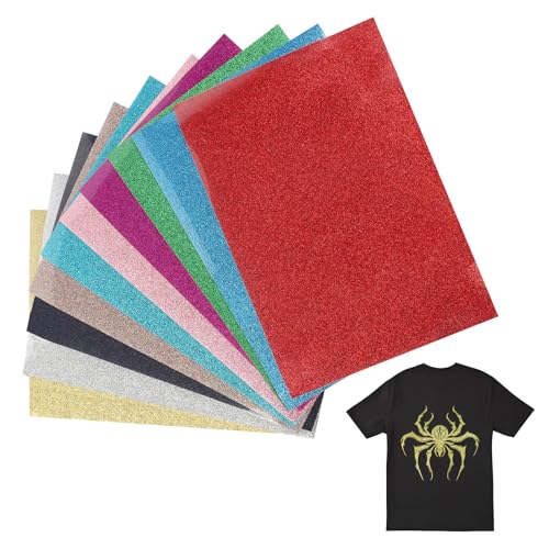 MXTIMWAN Vinyle De Transfert Thermocollant – 10 Feuilles 30,5x21 Cm, Doré Pailleté