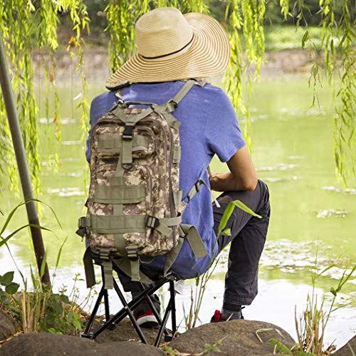Mini Portable Folding Stool, Outdoor Folding Camping Stool, Picnic, Fishing, Travel, Hiking, Garden, Beach, Quickly-Fold Chair Oxford Cloth with Carry Bag 10” W x 10" D x 10.2" H - Thumbnail 4