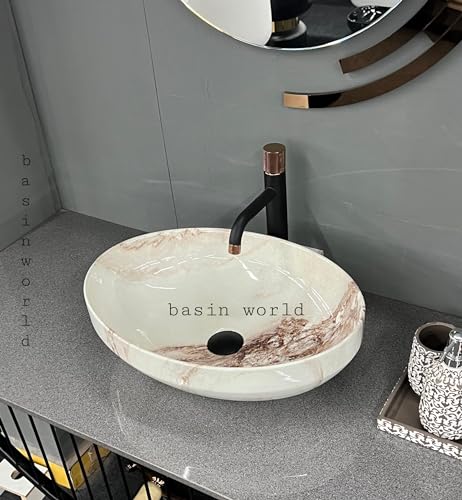 Image of IMPORTED Ceramic Wash Basin Countertop Tabletop Bathroom Sink Wash Basin (20 x 14.5 x 5.5 INCH) NCTT-365