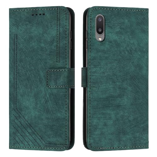 Étui Galaxy A02 avec dragonne et fente carte en simili cuir vert amande