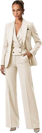Pant Suits for Women 3 Piece Womens Suit Peak Lapel Blazer Vest and Pants