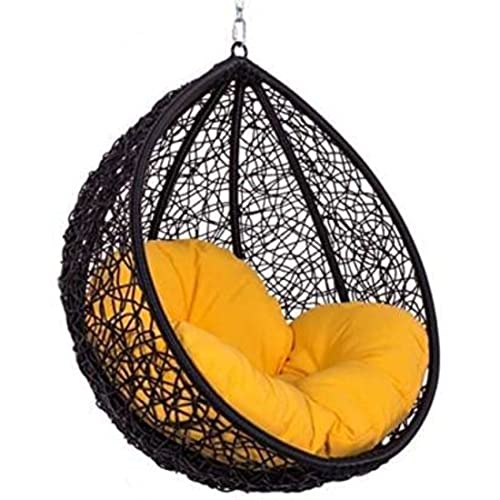 Image of Hammock Swing Chair Without Stand for Home, Hanging Swing for Indoor, Outdoor, Home, Patio, Yard, Balcony, Garden (Swing-Black, Cushion-Yellow)