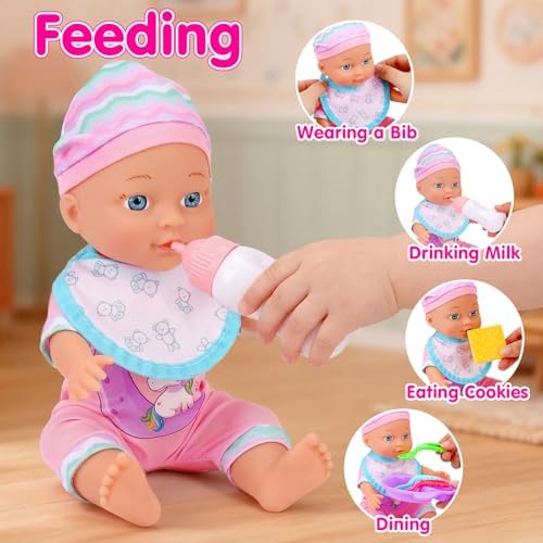 Baby Doll Stroller Set Toys for Girls Toddlers 3-5 4-6 5-7, Baby Doll Playset with 12.5 inch Doll, Bathtub and 20PCS Doll Accessories, Babies Stroller Toys for 3 4 5 6 Year Old Girls Birthday Gift — view 7