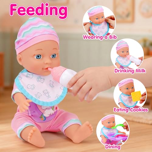 Baby Doll Stroller Set Toys for Girls Toddlers 3-5 4-6 5-7, Baby Doll Playset with 11" Doll, Bathtub and 20PCS Baby Doll Accessories, Baby Stroller Toys for 2 3 4 5 Year Old Girls Birthday Gifts