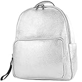 modamoda de - T234 - Damen Rucksack Tasche ital. Echtleder , Farbe:Silber-Metallic