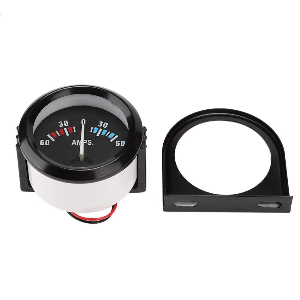 Medidor de amperios DC 12V, medidor de voltímetro de amperímetro para automóvil de 2 pulgadas y 52 mm 60-0-60A Medidor de voltímetro de medidor de AMP para vehículos automóviles (ABS negro)