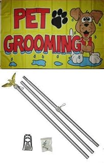 3x5 Advertising Pet Grooming Yellow Flag Aluminum Pole Kit Set 3x5 BEST Garden Outdor Decor polyester material FLAG PREMIUM Vivid Color and UV Fade Resistant