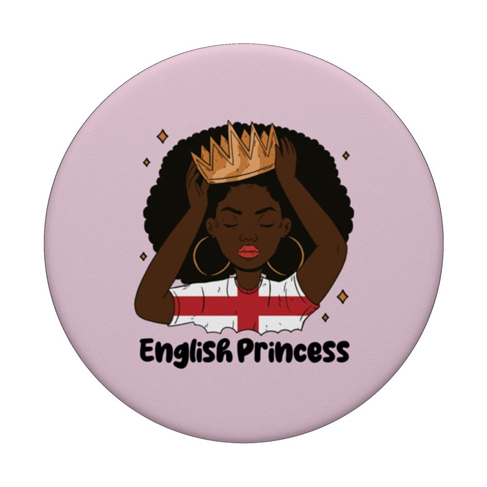 Melanin English Princess Afro Hair England Roots PopSockets Swappable PopGrip, Black - Image 3