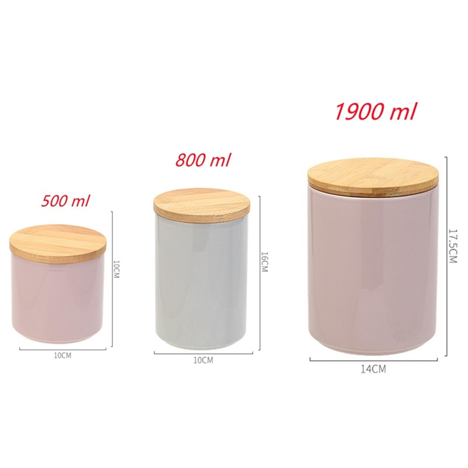 Boîtes de rangement en céramique pour grains de café 500/800/1900 ml avec couvercle en bambou (vert, 1900 ml)