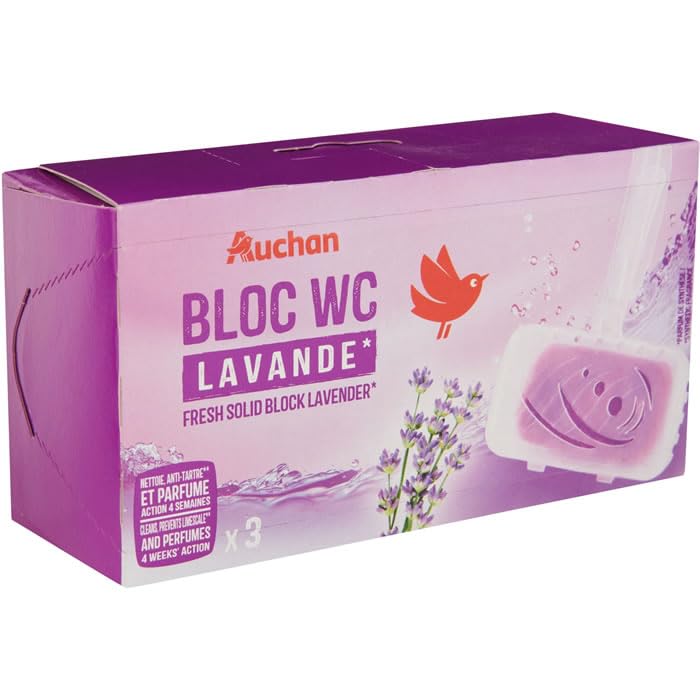 AUCHAN Bloc WC anti-tartre fraîcheur lavande 3 blocs