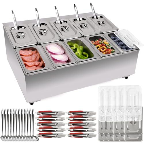 Lanstics Pizza Topping Station 10 Pans Pizza Storage Container Topping containers with Lids Spoon Condiment Organizers Buffet Containers Set for Restaurant Pizza Sauce Jam Fruit Ingredient Lanstics Pizza Topping Station 10 Pans Pizza Storage Container Topping containers with Lids Spoon Condiment Organizers Buffet Containers Set for Restaurant Pizza Sauce Jam Fruit Ingredient