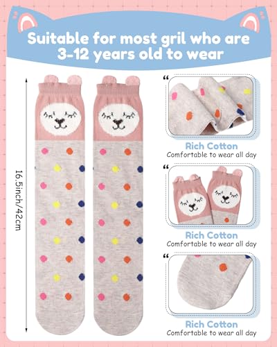 Suhine 24 Pairs Girls Knee High Socks Kids Funny Animal Long Boot Tall Socks Gift Sock for Girls Kids Toddlers, 12 Styles2