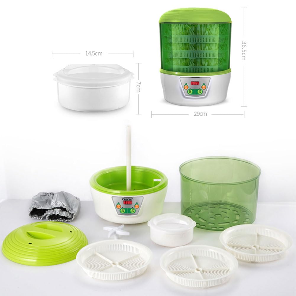 Máquina multifunción de brotes de soja, germinador de semillas automático inteligente, herramienta de cultivo de cereales de gran capacidad, cultivo de microverdes, ensalada de frijoles brócoli A