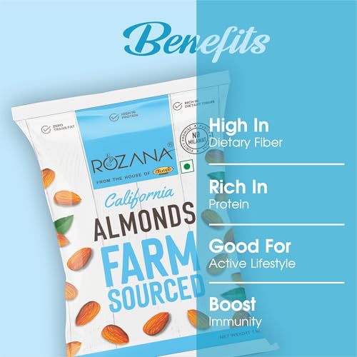 Image of Tulsi Rozana Value California Almonds 500g | Whole Almond | Badam Giri | Rich in Protein | High in Fiber | Good for Health | Loaded with Antioxidants | Nuts & Dry Fruits | Healthy Nuts