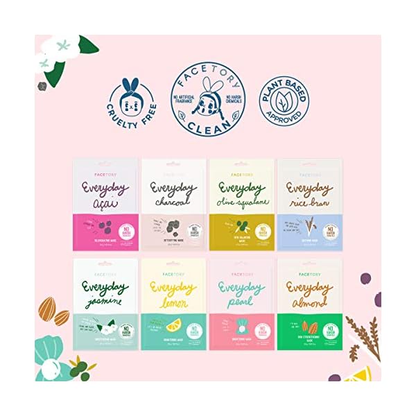 Everyday Hydrating Essence Korean Sheet Masks (8 Pack Bundle) , for All Skin Types, Revitalizing, Purifying, Illuminating, Anti-aging With No Harsh Chemicals and Safe for Sensitive Skin, Set of 8