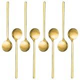 Confezione da 8 cucchiaini in acciaio inox placcato oro, ideali per caffè, dessert, torte, gelati, cappuccini, antipasti