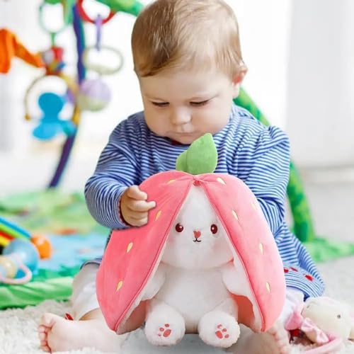 Image of Babique Reversible Bunny Rabbit with Chain Stuffed Plush Animal | Teddy Bear Soft Toy |Ideal for Birthdays & Special Occasions Girls /Boys, Baby Kids -Pink, 30Cm