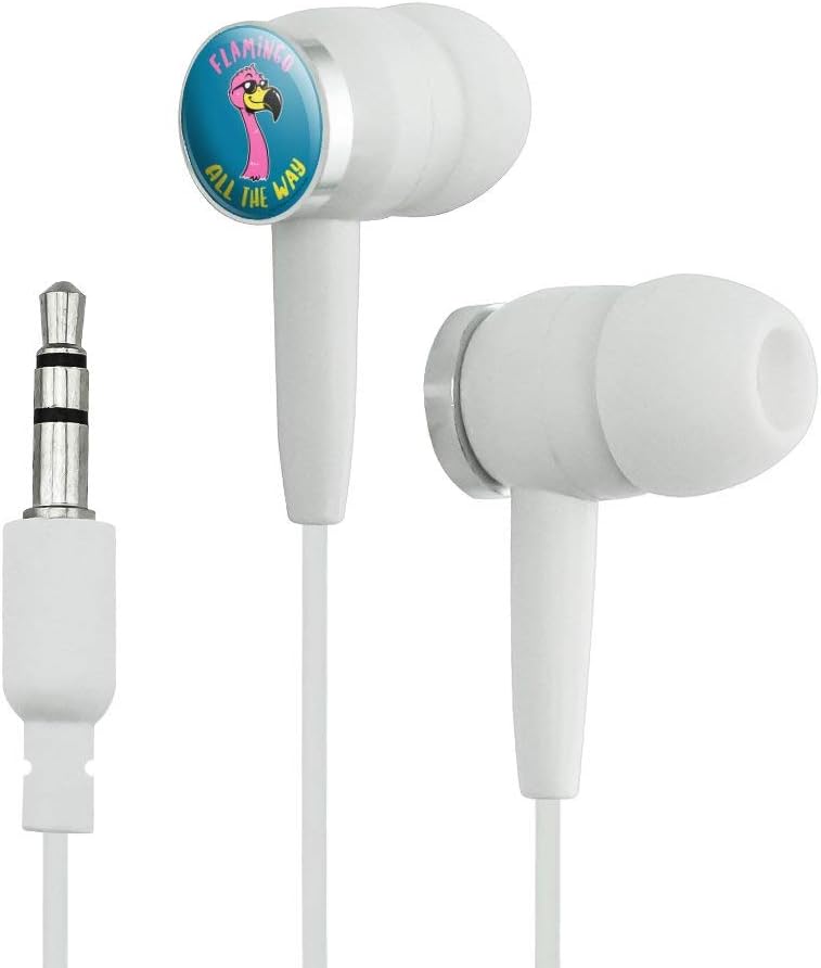 Flamingo All The Way Funny Humor Novelty in-Ear Earbud Headphones