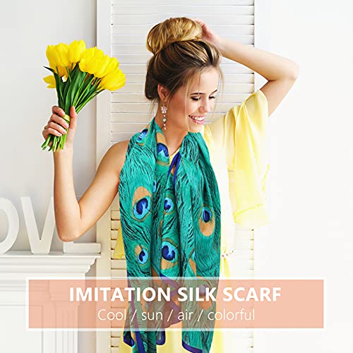 SOIMISS Lenço de Seda Pavão Prints Cetim Lenços Xales de Verão Lenço Bandana Cabelo Cabeça Dormir En