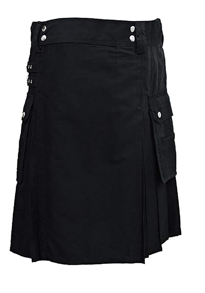 Alternative Utility Kilt Black Cotton Canvas Modern Kilts (36")