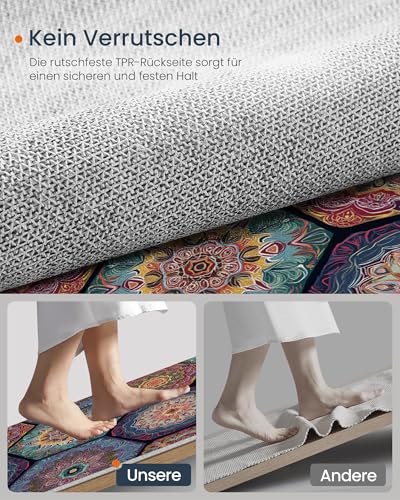 Tapis bohème multicolore à motif mandala hexagonal salon