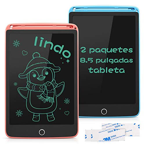 SUNLU Tablet de escrita LCD 8,5 polegadas, tablet para crianças com botão bloqueável, apagado, quadro digital com adesivo, 2 embalagens, rosa e azul