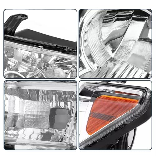 For 2007 2008 2009 2010 2011 2012 2013 Toyota Tundra Headlight Assembly For 2008-2017 Toyota Sequoia Head Lights Headlamp Replacement Driver and Passenger Pair, Chrome Housing Amber by APSVE - Image 6
