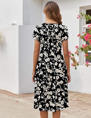 Image of ZEAGOO Womens Casual Dresses for Summer Short Sleeve Flare Midi Dress Loose Flowy Beach Sundress