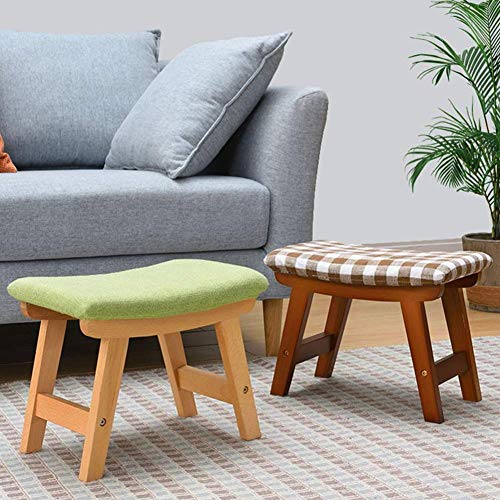 Reposapiés pequeño de sofá, taburetes otomanos de tela y madera para salón 3