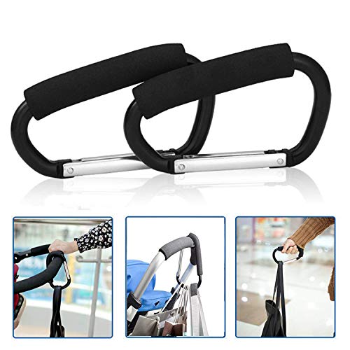 2pcs X-Large Carabiner Stroller Hooks Durable Stroller Hanger Organizer for Purse Shopping,Grocery