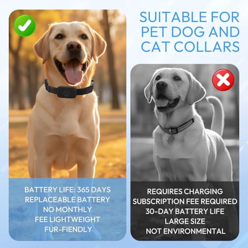 XJJAUGKLY GPS Tracker Katze, Wasserdicht Bluetooth Haustier Locator, GPS Tracker Für Hunde ohne ABO, mit verstellbarem Halsband, Kompatibel mit iOS und Android, für Kätzchen & Welpen - Schwarz