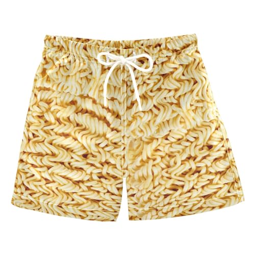 UWSG Realistic Ramen Noodles Swim Trunks for Boys Toddler Quick Dry Beach Board Shorts Swimwear with Liner