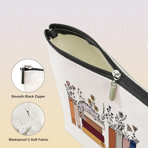 Cute Cat Gifts for Cat Lovers, Makeup Bag Book Lovers Gifts, Bookish Cosmetic Bag Book Club Reading Present for Women Girls Friend Reader Mom Nurse Grandma Birthday Mothers Day Graduation Christmas2