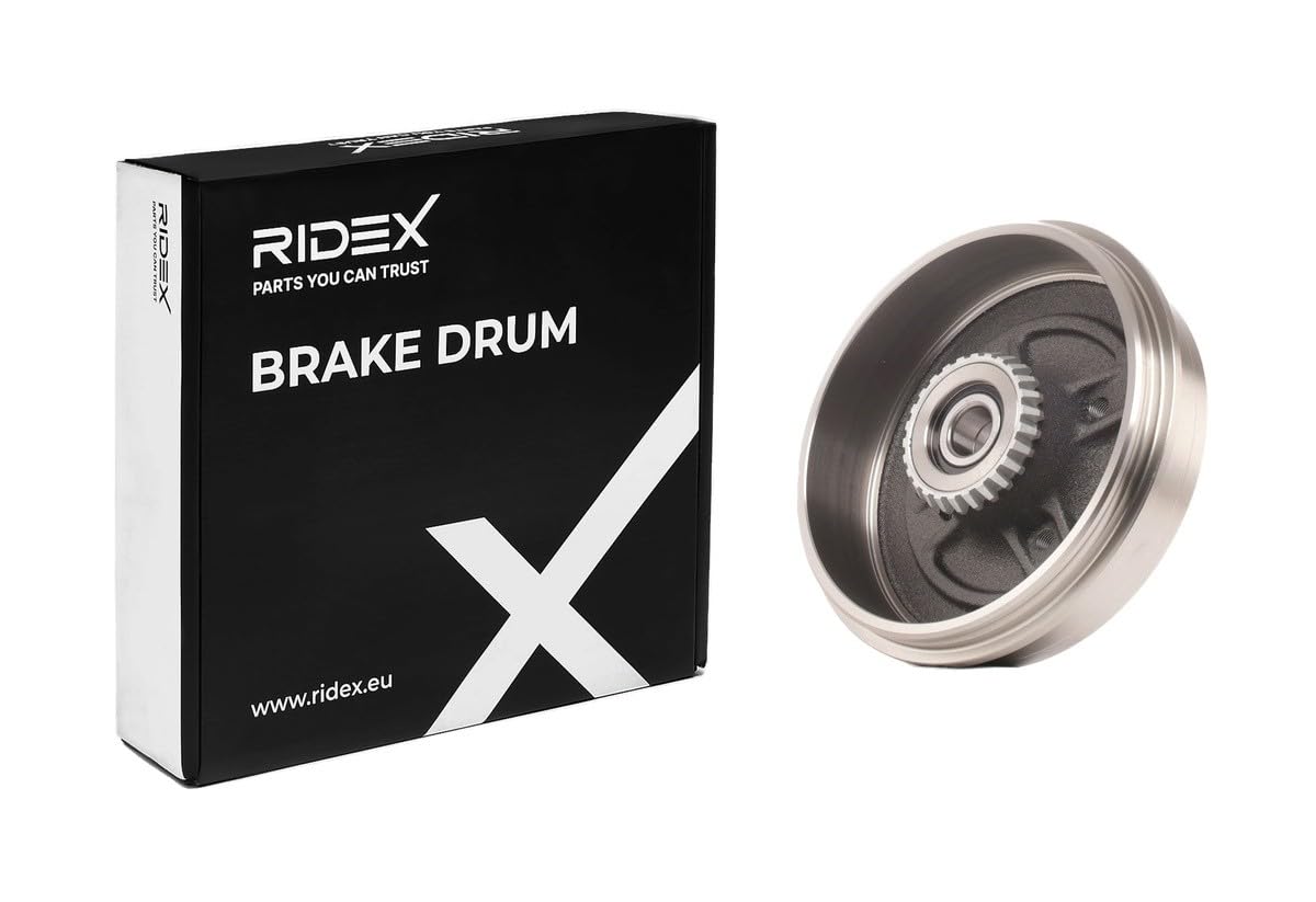 RIDEX 123B0241 Tambor de freno Trasero con cojinete rueda incorporado con anillo sensor ABS Compatible con RENAULT Clio II Hatchback BB, CB