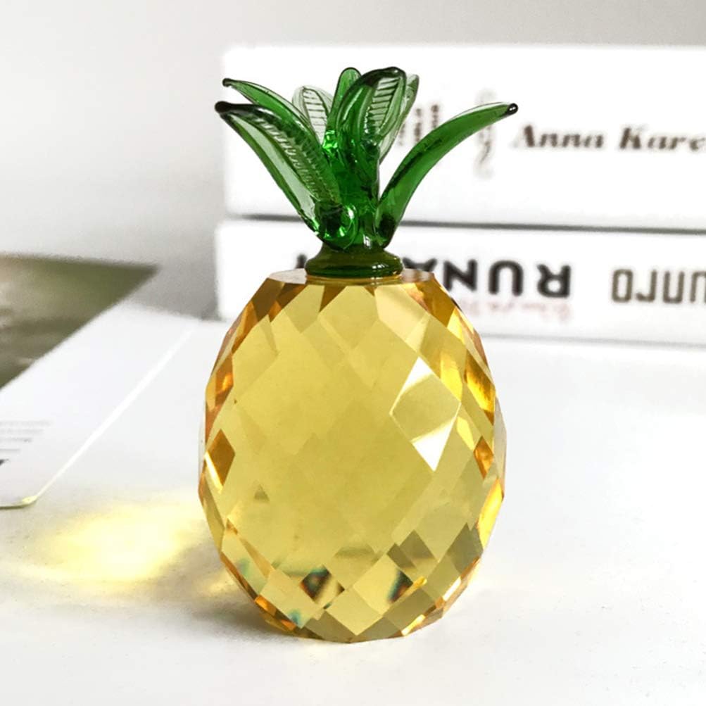 Sewroro Pineapple Crystal Ornament, Lifelike Table Decoration, Creative Desktop Decor, Yellow, 2.63 x 1.53 Inch image 2