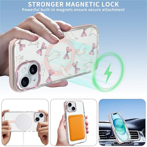 Coque iPhone 15 transparente pour filles design de lapins - 4