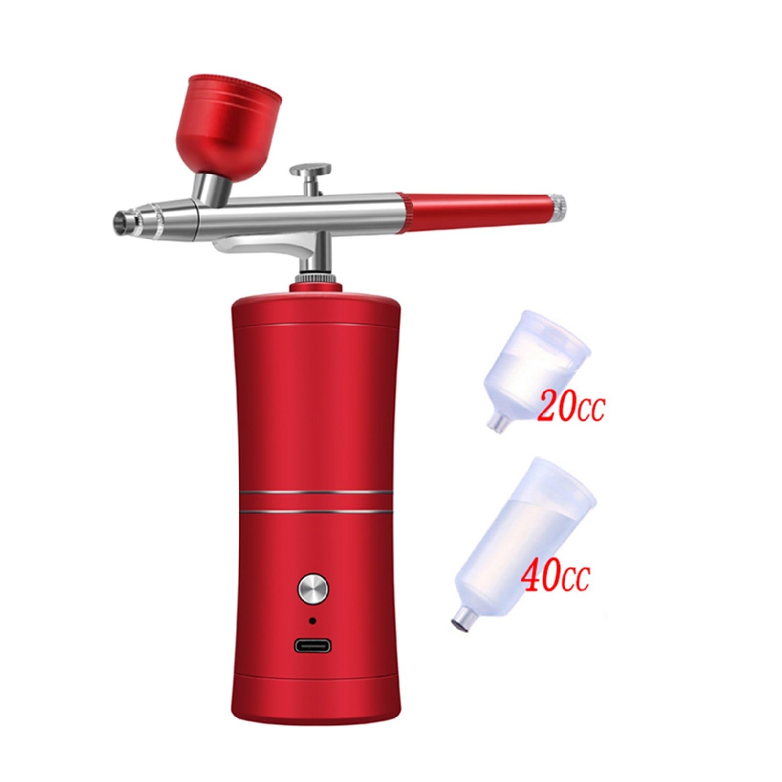 Zestaw aerografu, miniaturowy pistolet natryskowy do malowania, przenośny mini kompresor powietrza, aerograf do zdobienia paznokci, tatuażu, rękodzieła, tortu, rozpylacz mgły(Rosso)