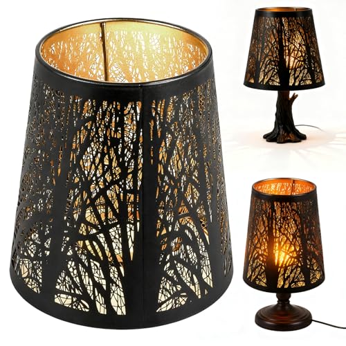 Paralume per lampada da tavolo, paralume in metallo E27 con ombra d'albero, paralume vintage in ferro arte cavo design per lampade da terra, lampada a sospensione, decorazione camera da letto, 14 x 15