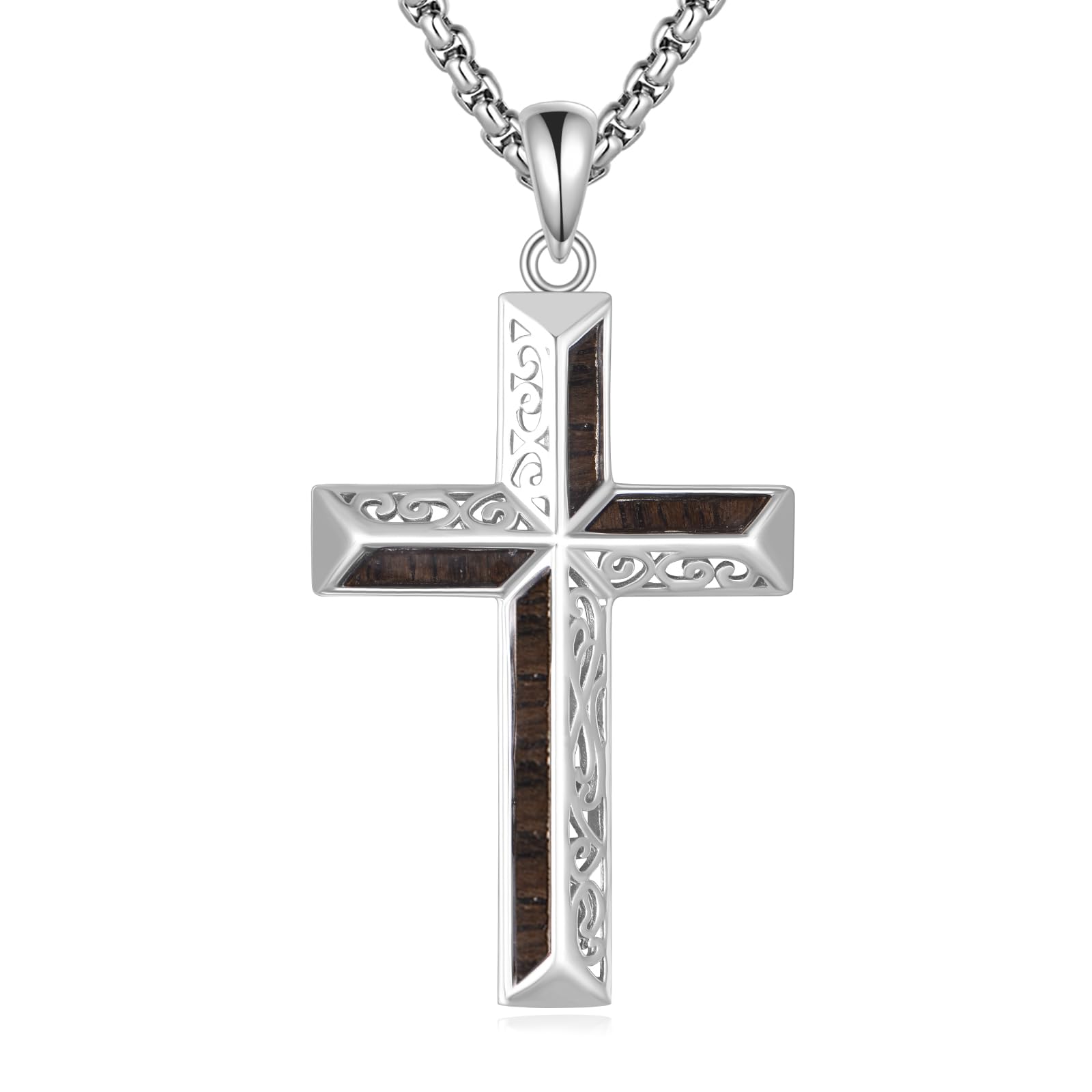 Croix en bois collier argent 925 à porter au quotidien avec élégance - 7
