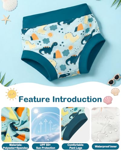 Image of ALVABABY 3 Pack Reusable Baby Boys Swim Diapers UPF 50+ Washable Toddler Beach Diapers