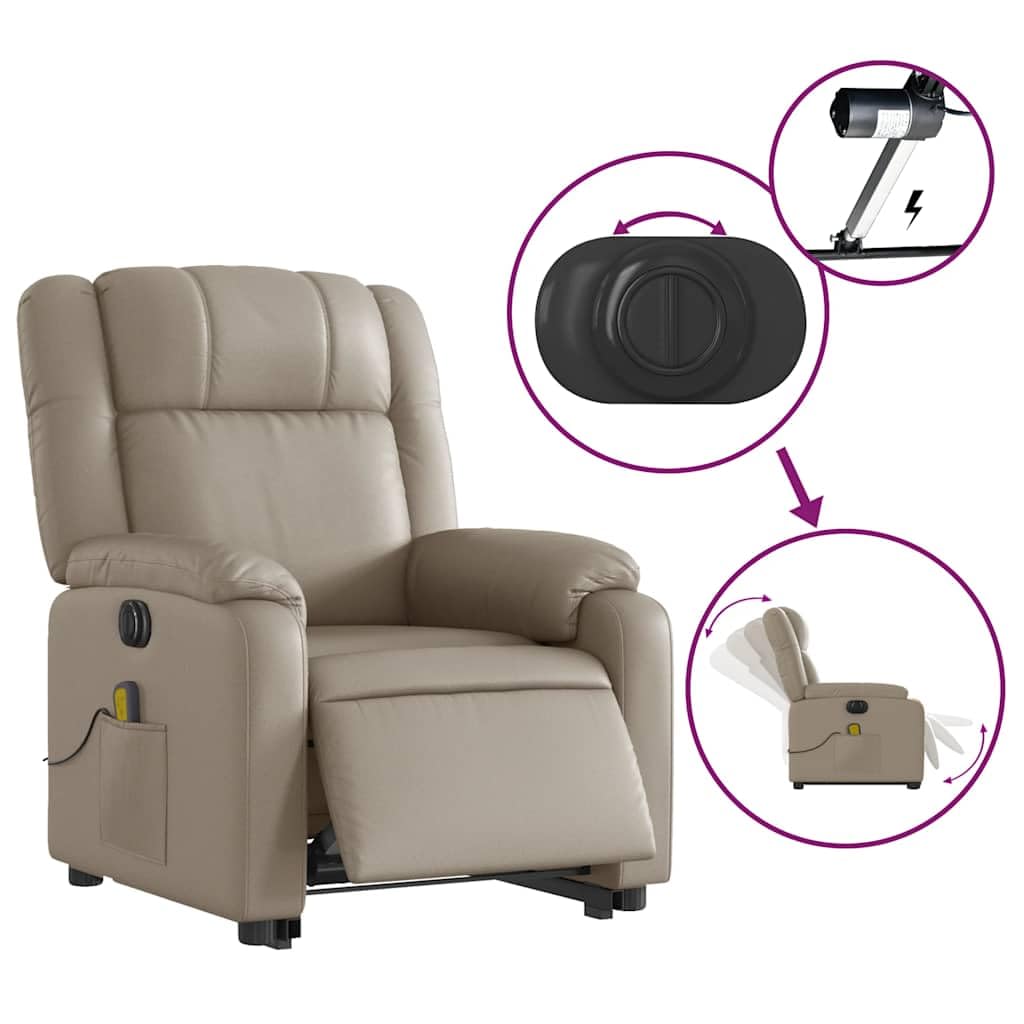 Sillón de masaje eléctrico con ayuda para levantarse piel