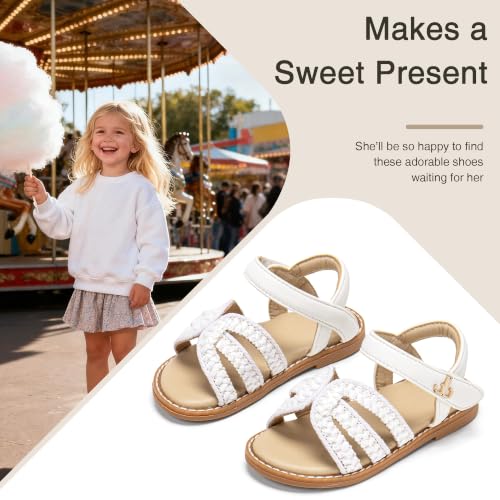 Image of Girls Gladiator Sandals with Adjustable Buckle Comfy Ankle Strappy Flat Shoes