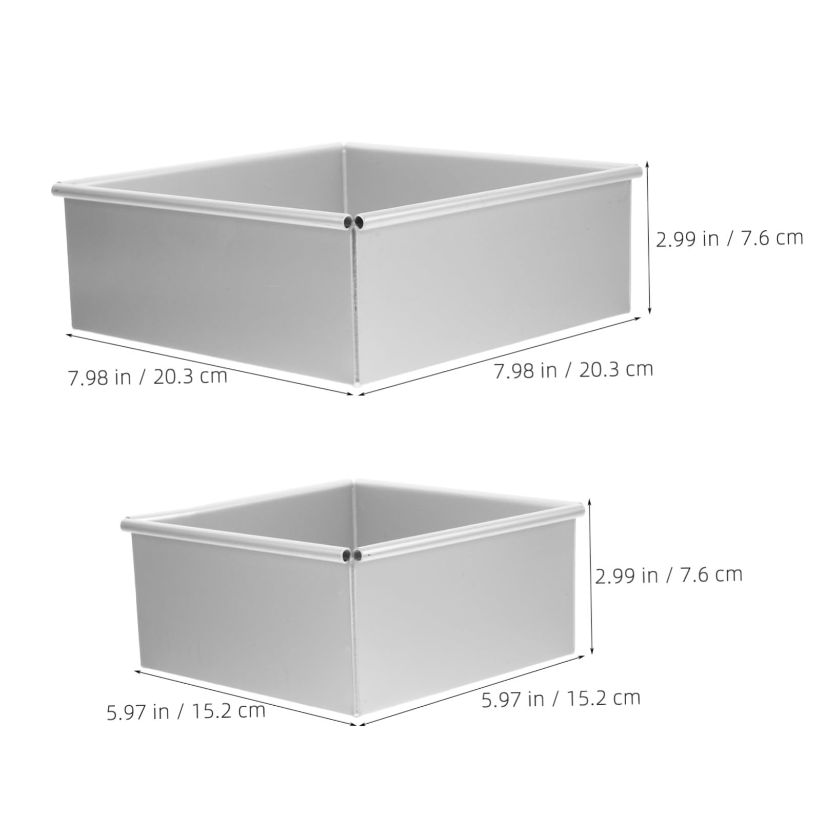 Alipis Molde de Pastel Cuadrado de Aleación de Aluminio 2 Piezas Plata