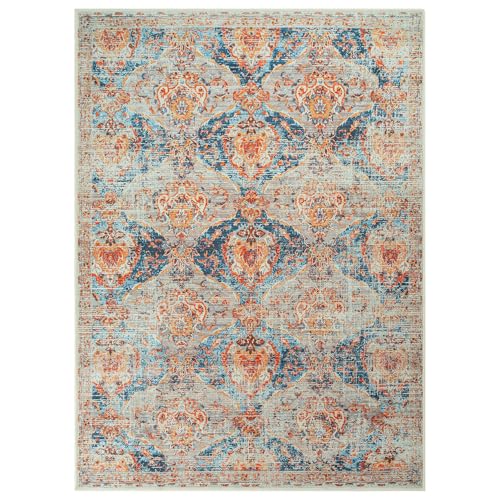 Adiva Rugs 8x10 Machine Washable Area Rug with Non Slip Backing for Living Room Bedroom Bathroom Kitchen Mats for Floor Decor Anti Fatigue Non Skid Door Carpet (Multi, 8' x 10')